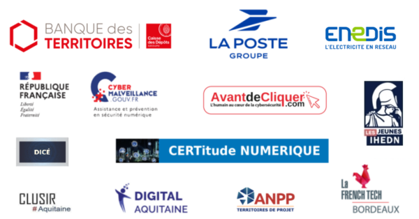 Bannière partenaires et soutiens Matinales CyberCercle Nouvelle-Aquitaine 2022